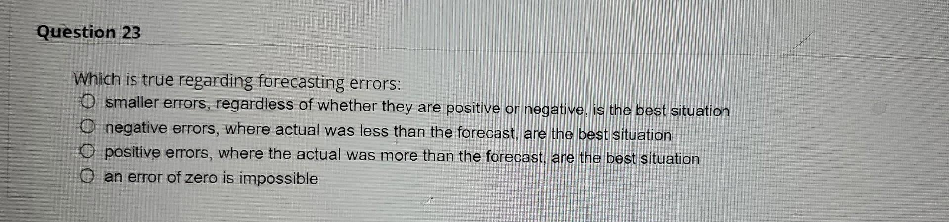 Question 20 The mean squared error (MSE): O