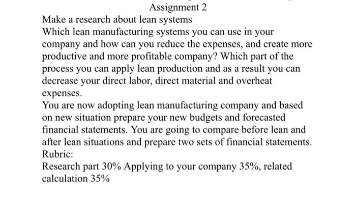 Assignment 2 Make a research about lean systems