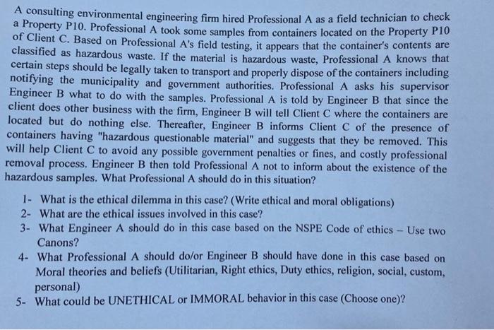 A consulting environmental engineering firm hired