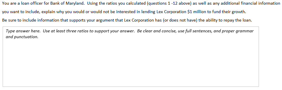 Lex Corporation: All figures in $ thousands. You