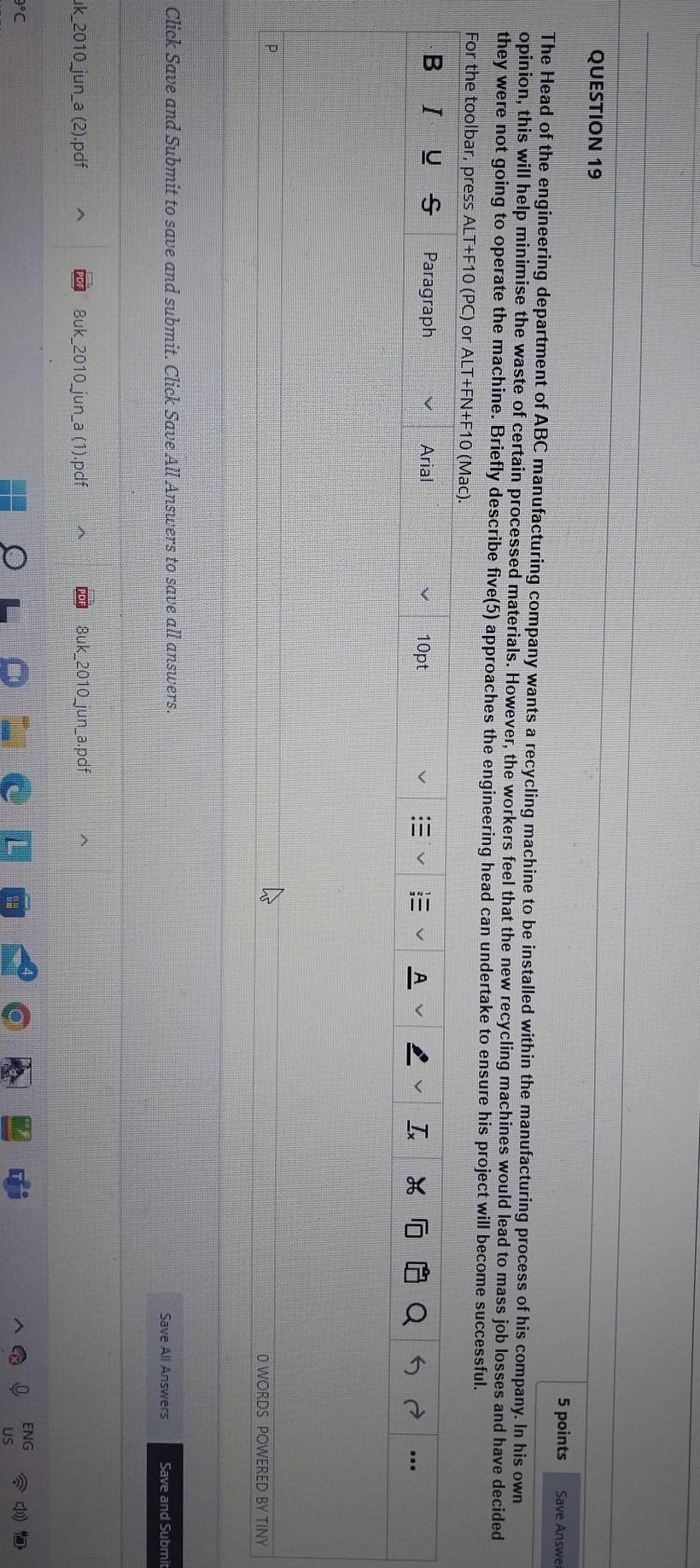 Save Answer QUESTION 19 5 points The Head of the