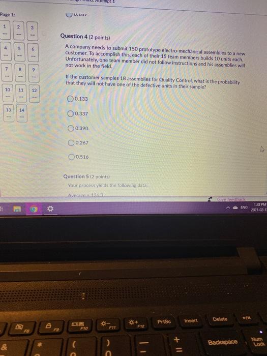 Page 1: 0.101 1 2 3 1 4 5 Question 4 (2 points) A