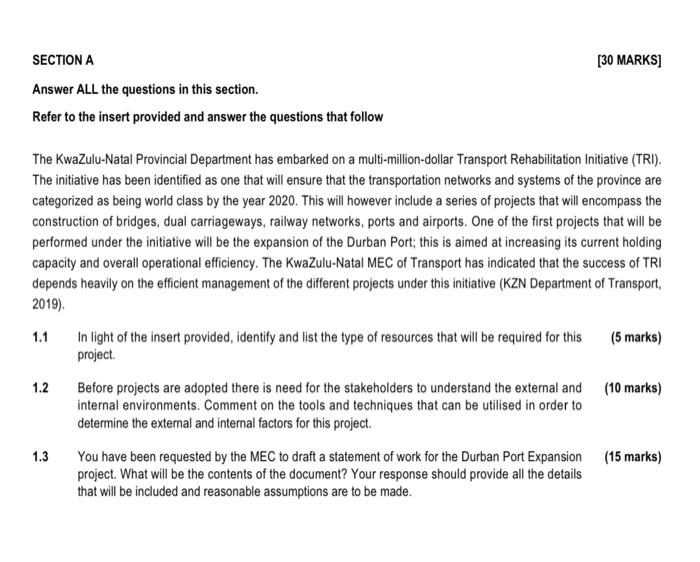 SECTION A [30 MARKS] Answer ALL the questions in