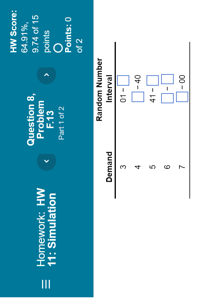 HW Score: 64.91%, 9.74 of 15 Homework: HW