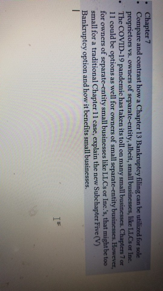 Chapter 7 Compare and contrast how a Chapter 13