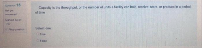 Duration 15 Not yet Capacity is the throughput,