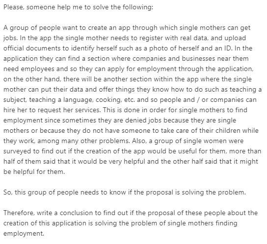 Please, someone help me to solve the following: A