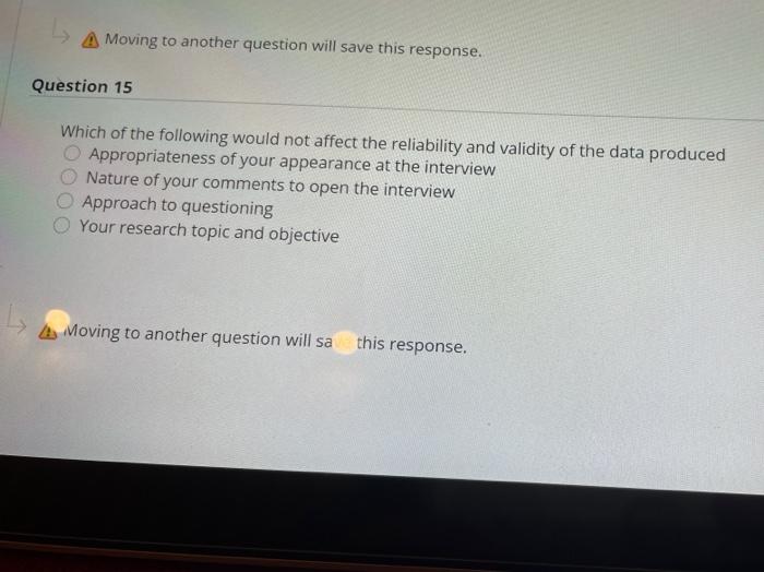 ??? to another question will save this response.