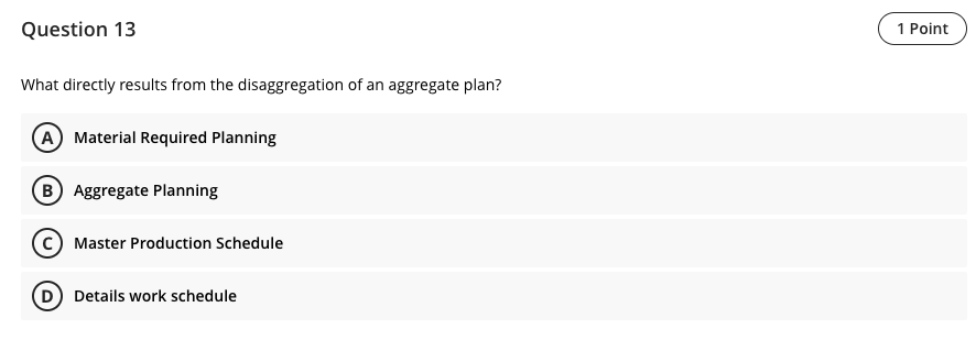 Question 11 1 Point level strategy is about : A