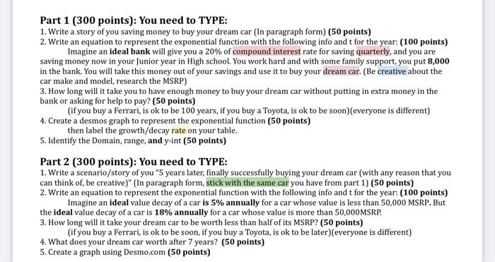 Exponential Functions Type Up Project if you can
