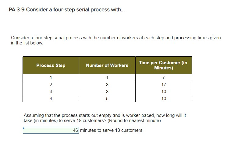 PA 3-9 Consider a four-step serial process