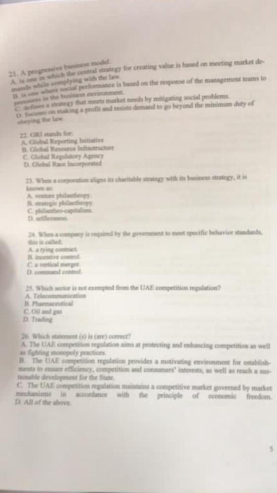 21. A progressive since model which the central