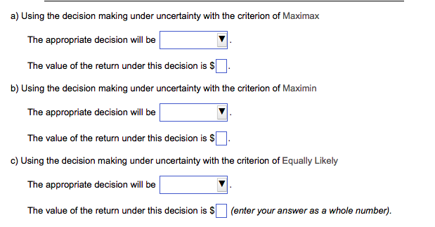 Given the following conditional value table: