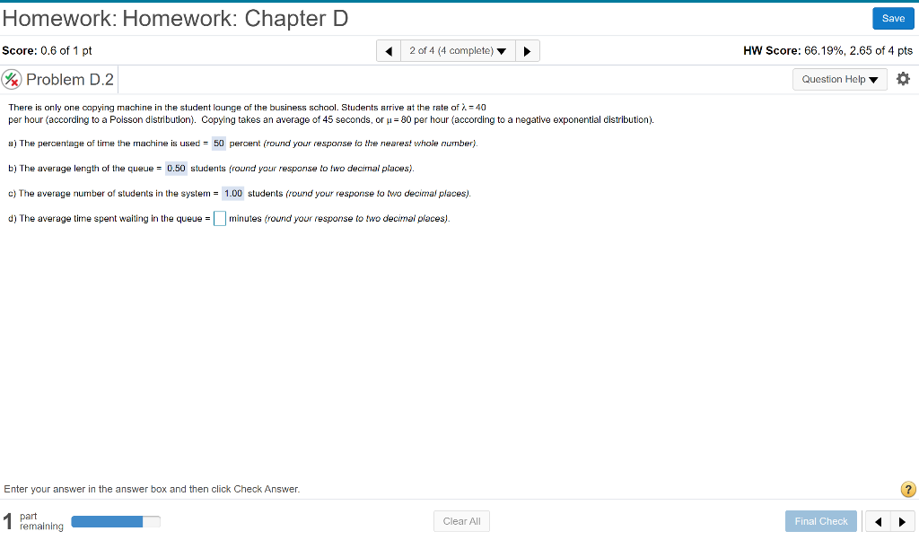 please help solve part D and E. Part D is