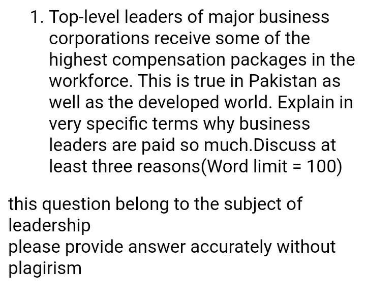 please provide answer related to pakistan please