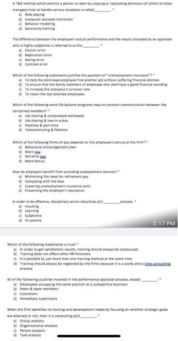 A T&D method which permits a person to learn by