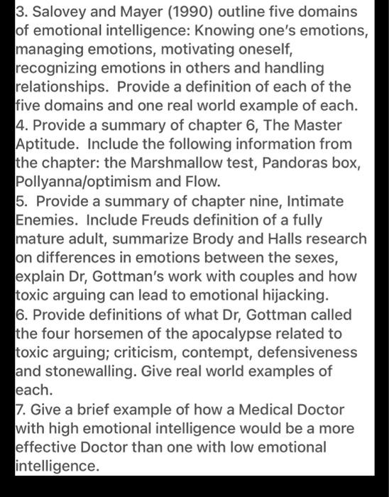 3. Salovey and Mayer (1990) outline five domains