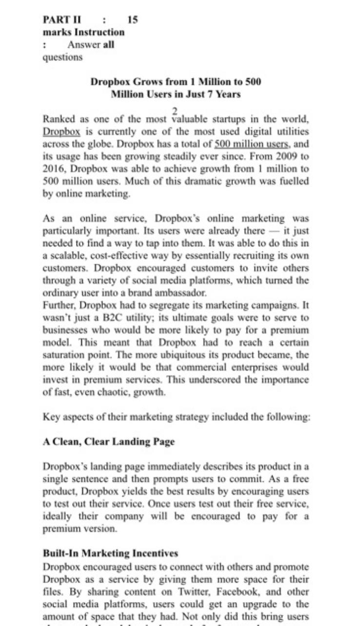 PART II 15 marks Instruction : Answer all