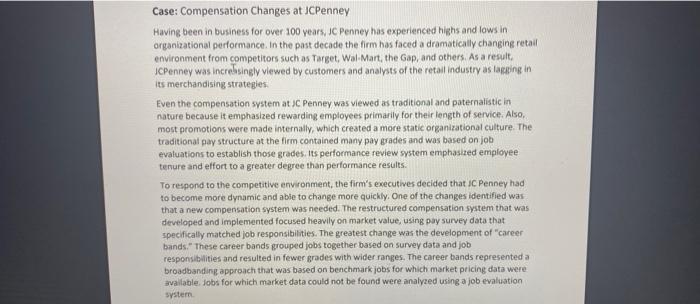 Case: Compensation Changes at JCPenney Having