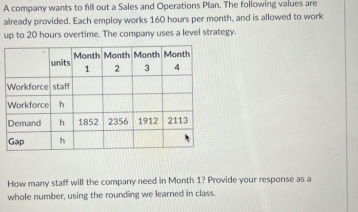 Would the answer be 14? A company wants to fill