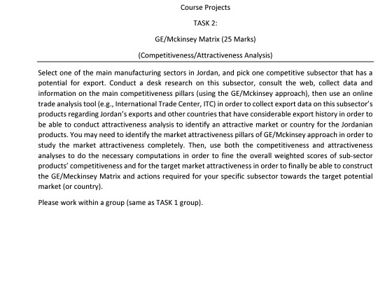 Course Projects TASK 2: GE/Mckinsey Matrix (25