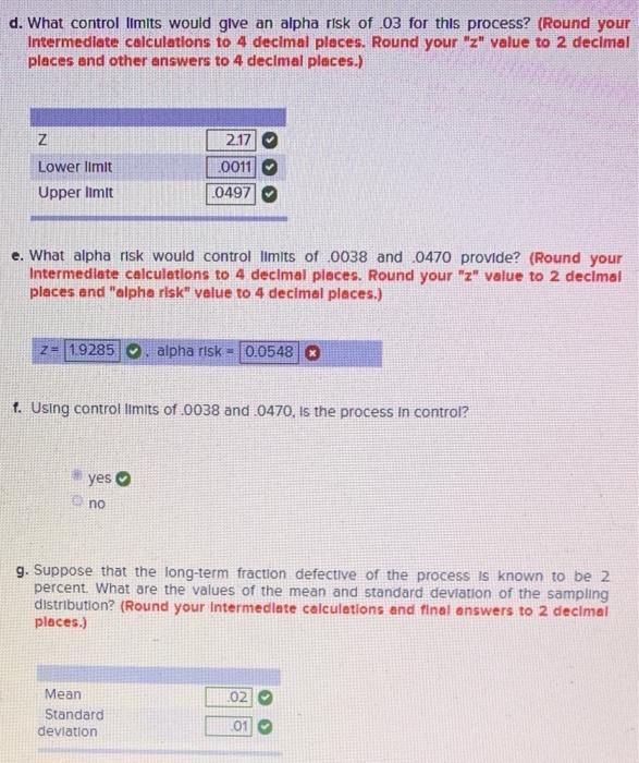 Please answer for alpha risk, on question "e."