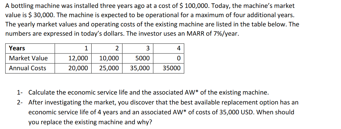 not using excel please. BY hand A bottling