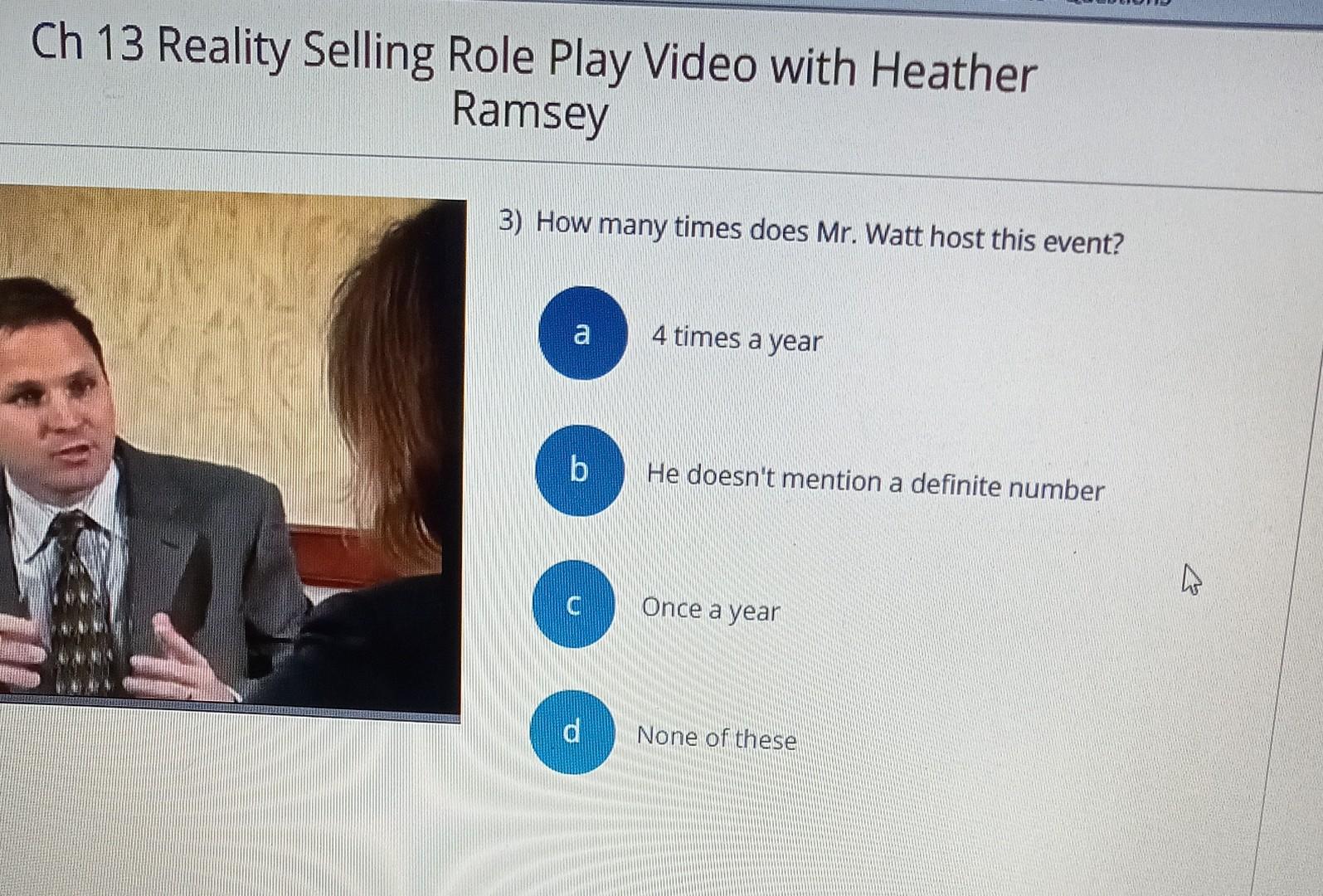 Ch 13 Reality Selling Role Play Video with