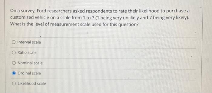 On a survey, Ford researchers asked respondents