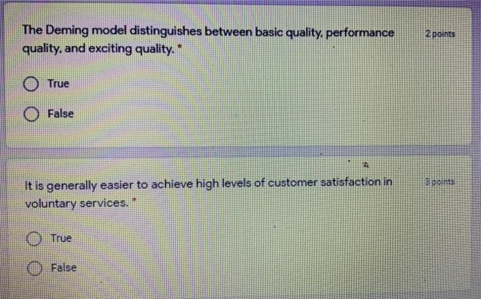 The Deming model distinguishes between basic