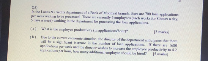 05) In the Loans & Credits department of a Bank