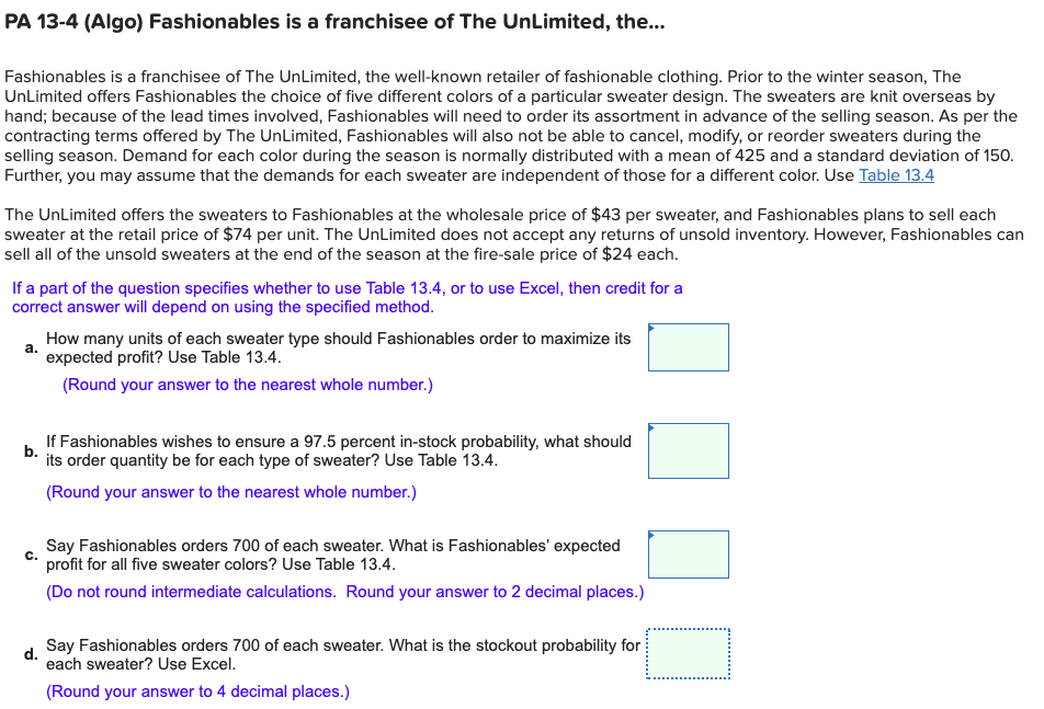 PA 13-4 (Algo) Fashionables is a franchisee of