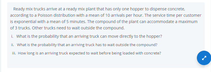 Ready mix trucks arrive at a ready mix plant that