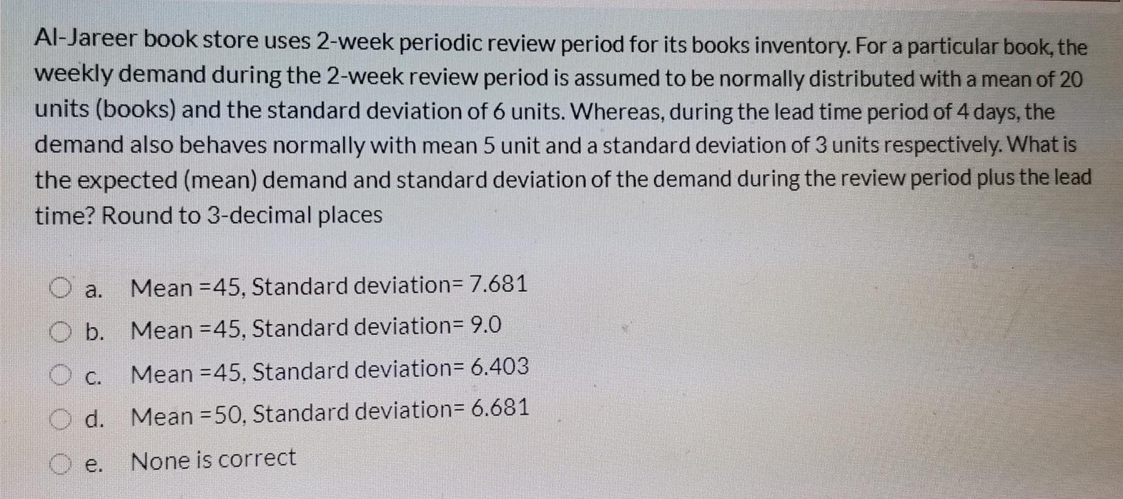 Al-Jareer book store uses 2-week periodic review