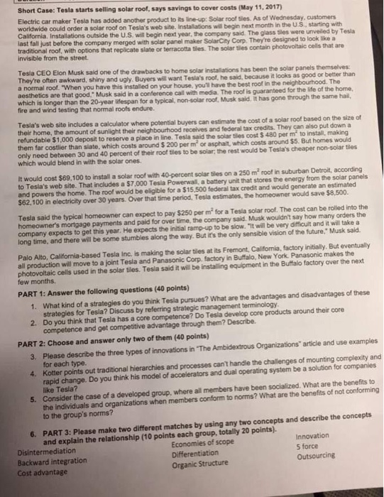 Short Case: Tesla starts selling solar roof, says