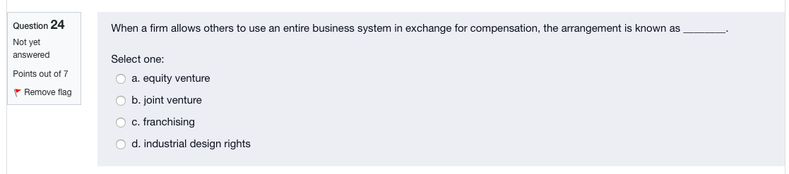 Question 17 Not yet answered Contractual entry