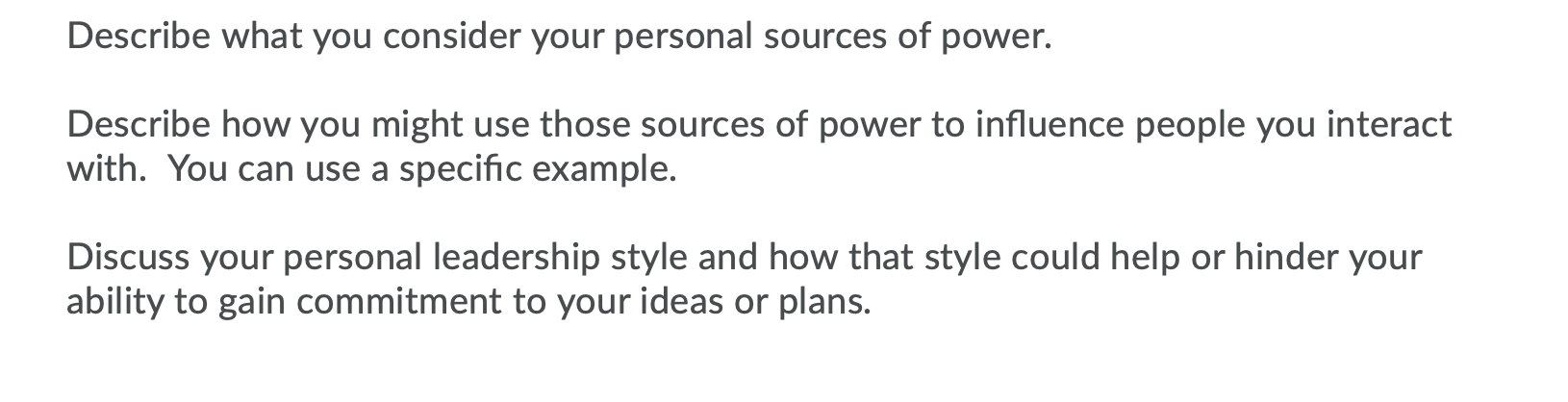 Describe what you consider your personal sources