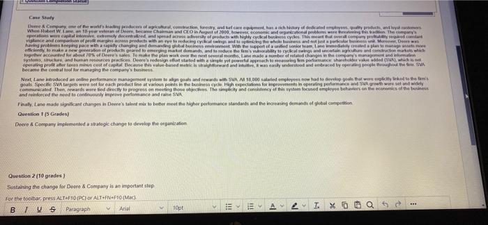 please help answer the two questions Q1: deere &