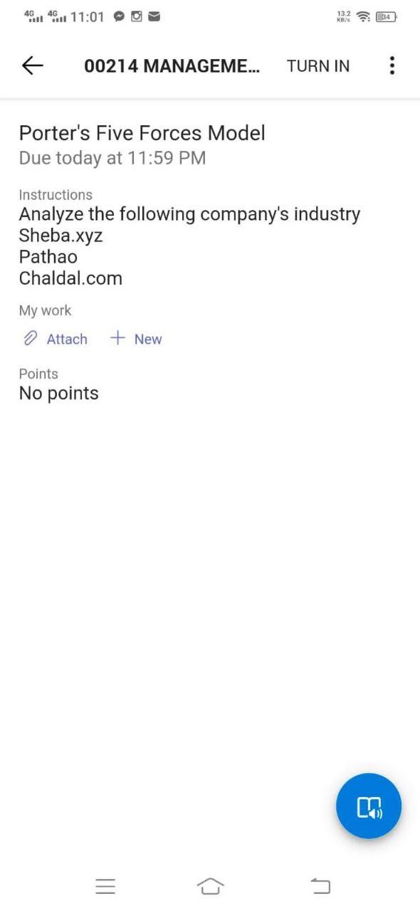 464 11:01 00214 MANAGEME... TURN IN Porter's Five