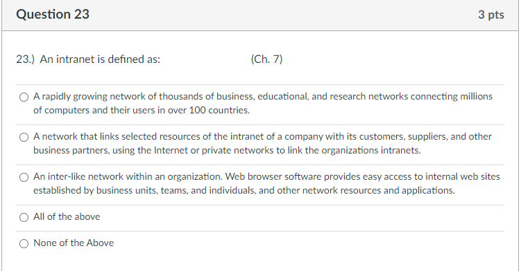 Question 14 3 pts 14.) What does the term packet