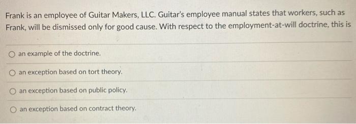 #89 Frank is an employee of Guitar Makers, LLC.