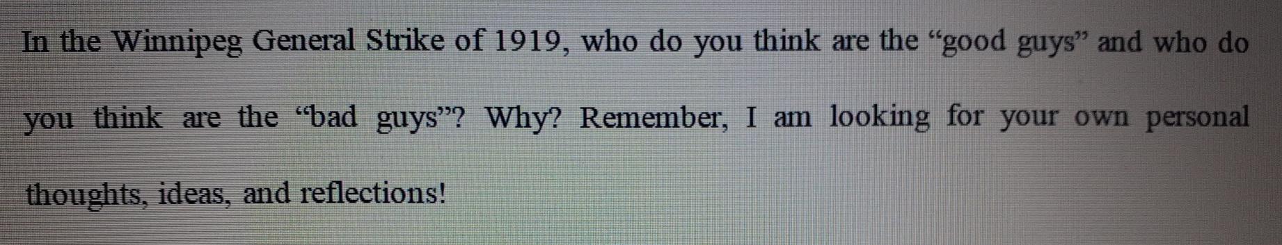 In the Winnipeg General Strike of 1919, who do