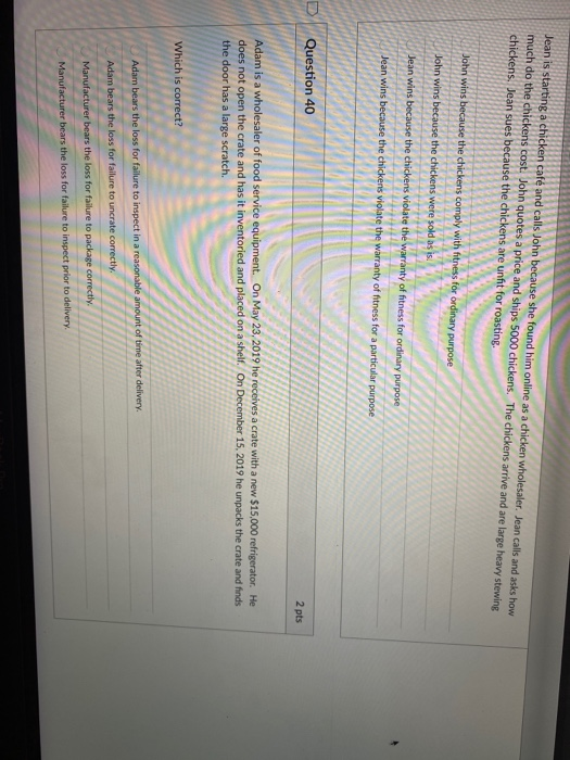 Jean is starting a chicken caf and calls John