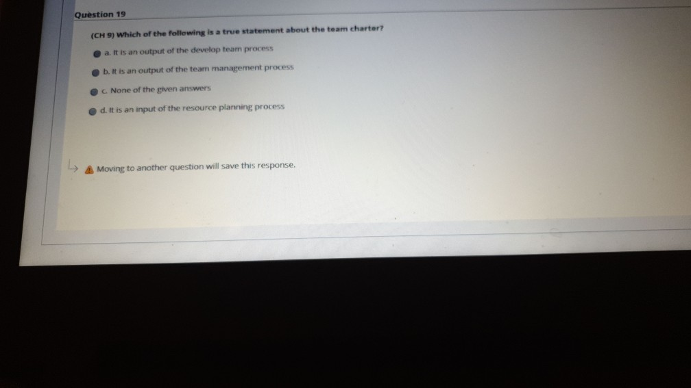 Moving to another question will save this