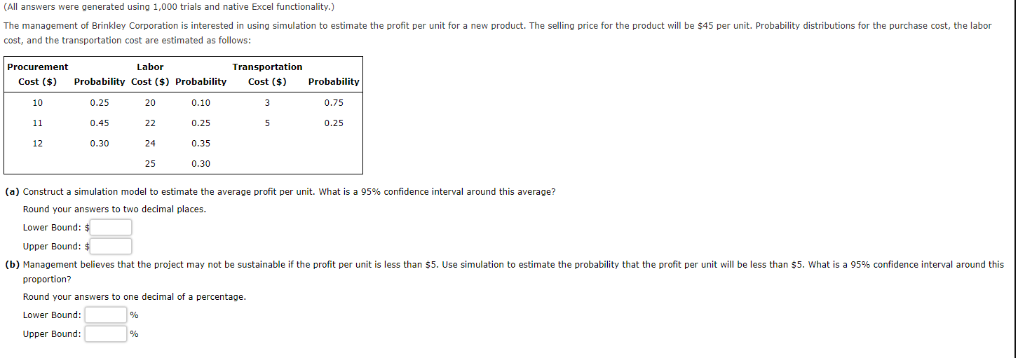 (All answers were generated using 1,000 trials