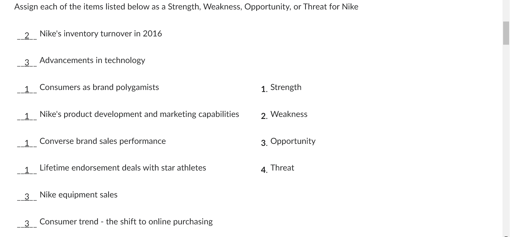 Please help me!! Assign each of the items listed