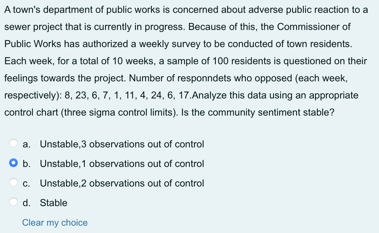 A town's department of public works is concerned