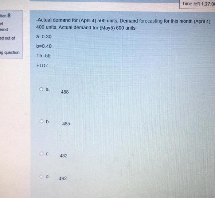 Time left 1:27:08 tion 8 et -Actual demand for