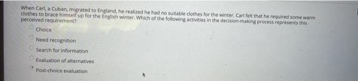 When Carl, a Cuban, migrated to England, he