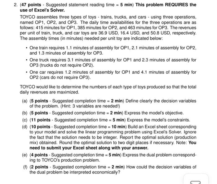 help me with this asaap 2. (47 points - Suggested
